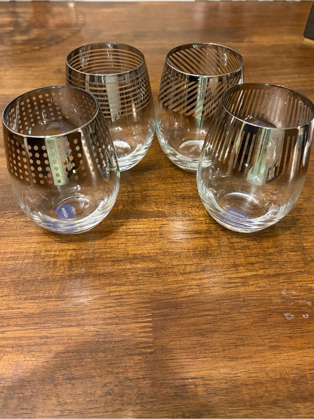 MCM style stemless wine glasses with this set of 4 Mikasa Cheers Metallic Ombré